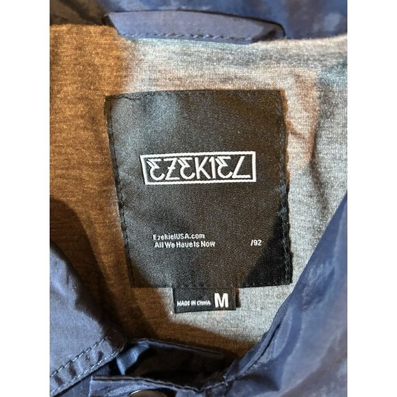 Ezekiel Marley Button Snap Shirt Jacket Men's Size Medium Navy Blue Windbreaker - Picture 7 of 7